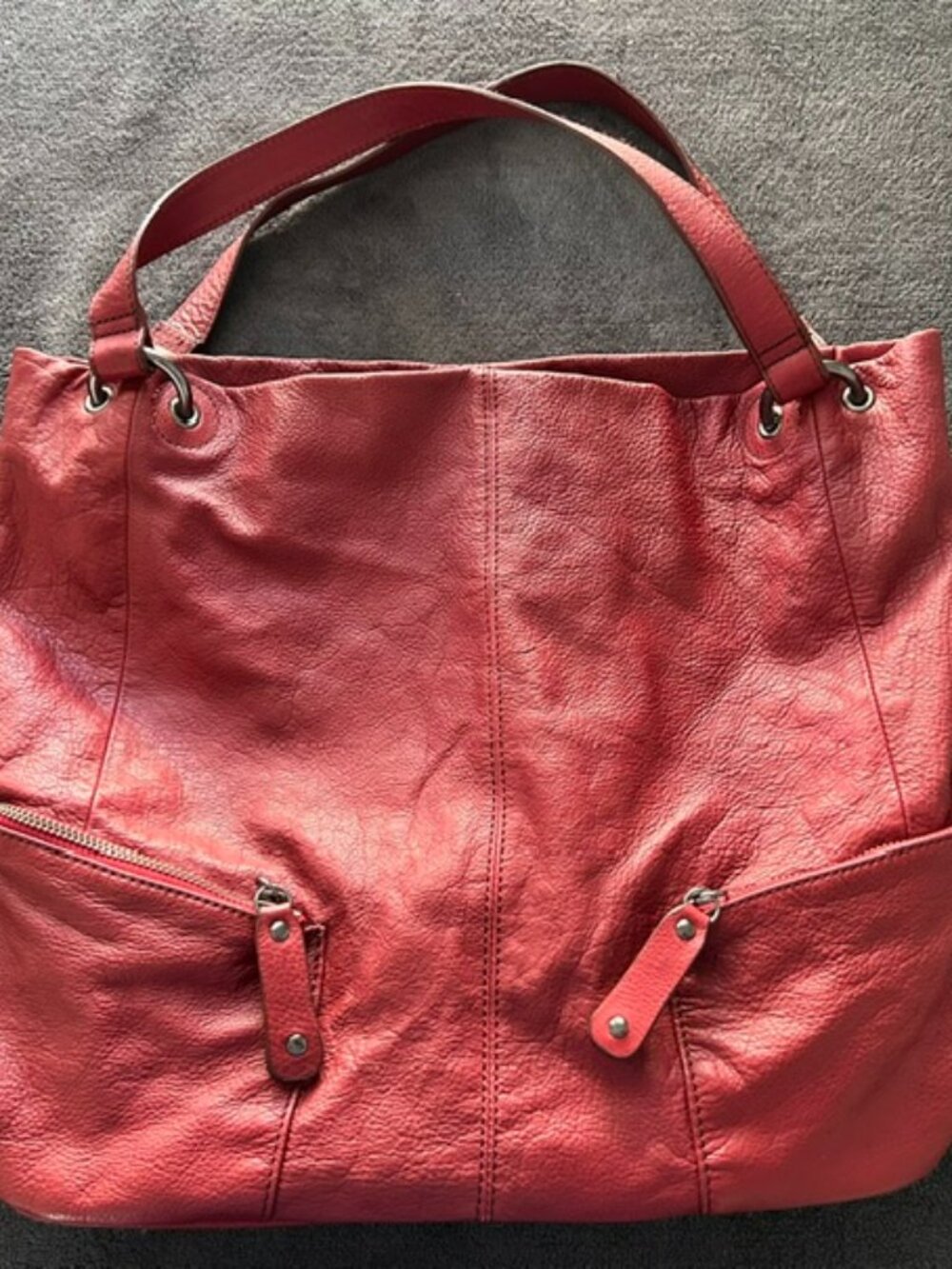 Kenneth Cole Reaction Cherry Red Leather Hobo Shoulder Bag